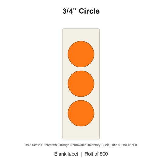 3/4" Circle Fluorescent Orange Removable Inventory Circle Labels