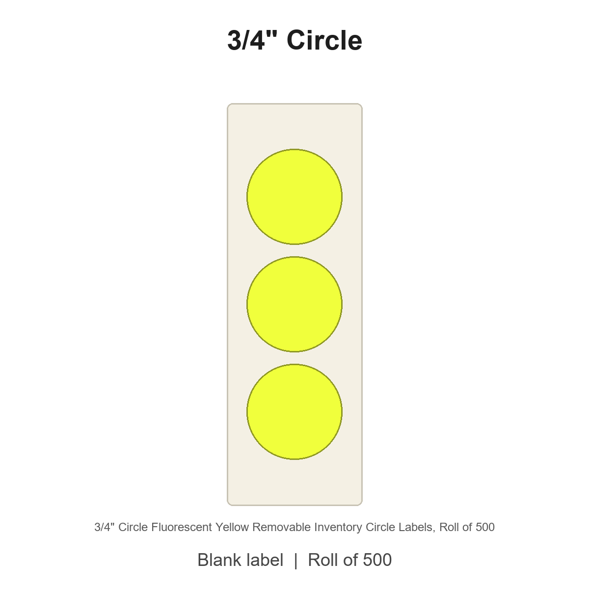 3/4" Circle Fluorescent Yellow Removable Inventory Circle Labels