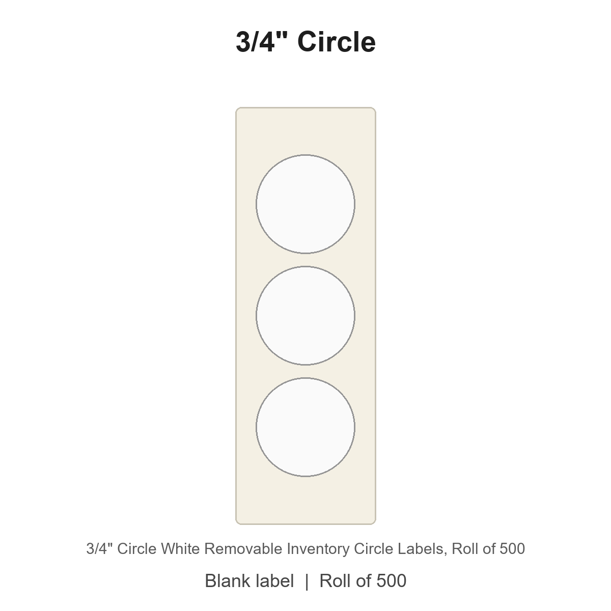 3/4" Circle White Removable Inventory Circle Labels