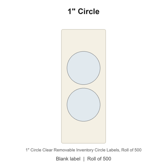 1" Circle Clear Removable Inventory Circle Labels