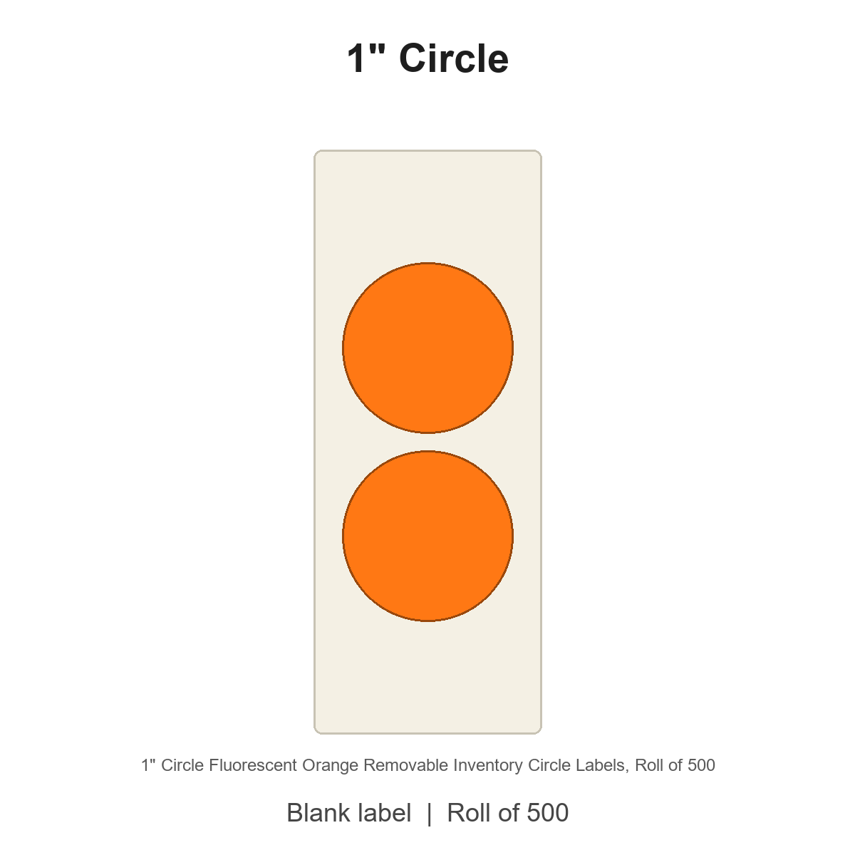 1" Circle Fluorescent Orange Removable Inventory Circle Labels