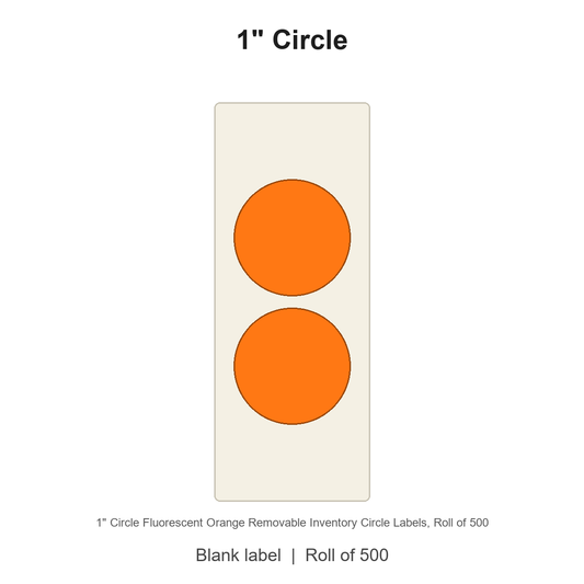 1" Circle Fluorescent Orange Removable Inventory Circle Labels