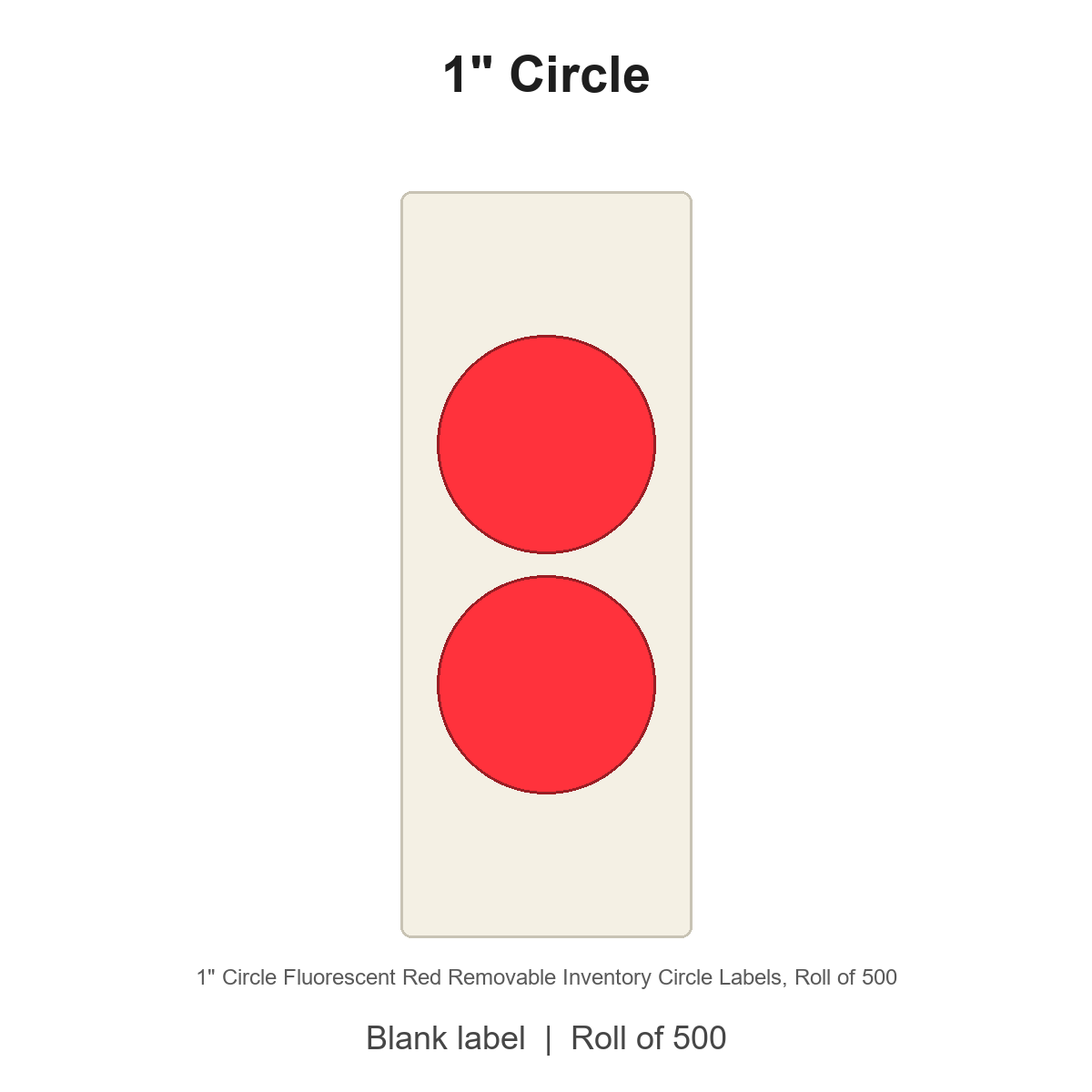 1" Circle Fluorescent Red Removable Inventory Circle Labels