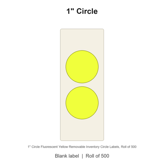 1" Circle Fluorescent Yellow Removable Inventory Circle Labels