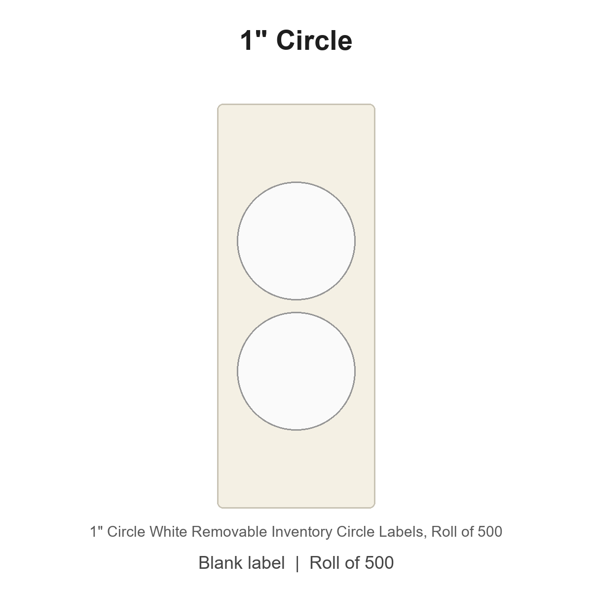 1" Circle White Removable Inventory Circle Labels