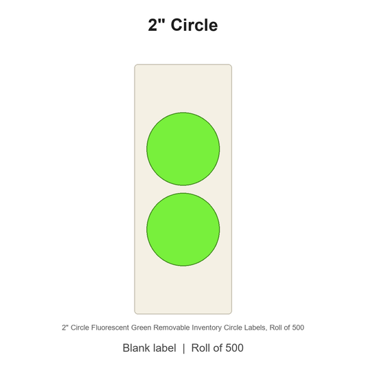 2" Circle Fluorescent Green Removable Inventory Circle Labels