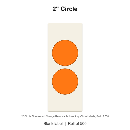 2" Circle Fluorescent Orange Removable Inventory Circle Labels