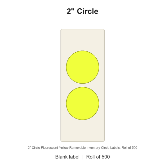 2" Circle Fluorescent Yellow Removable Inventory Circle Labels