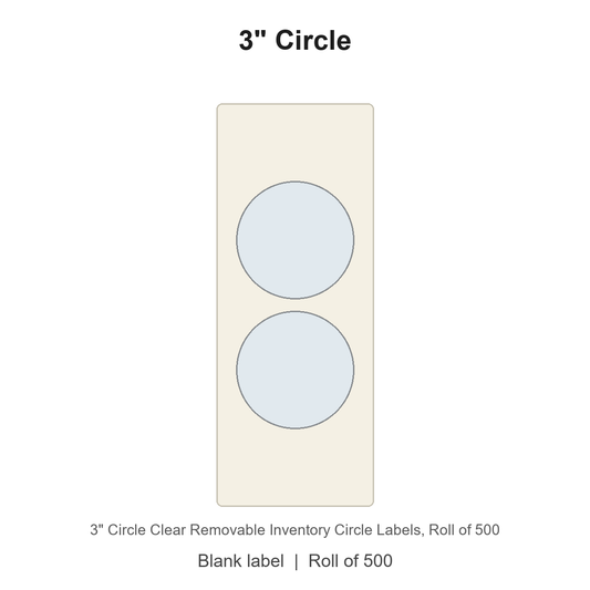 3" Circle Clear Removable Inventory Circle Labels