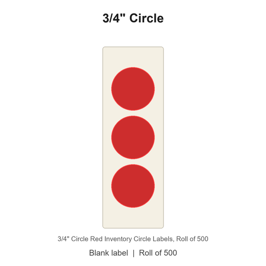 3/4" Circle Red Inventory Circle Labels