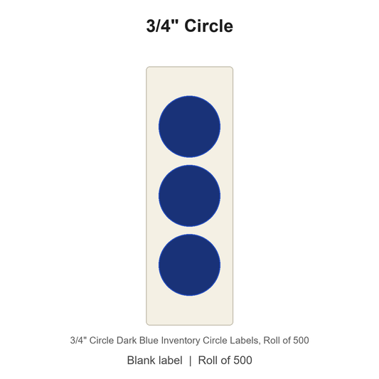 3/4" Circle Dark Blue Inventory Circle Labels