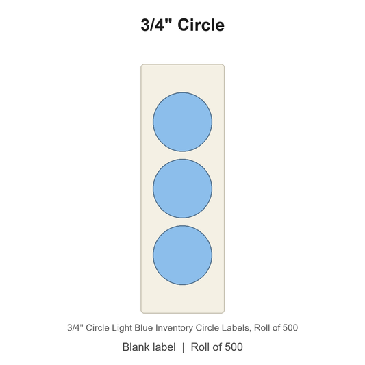 3/4" Circle Light Blue Inventory Circle Labels