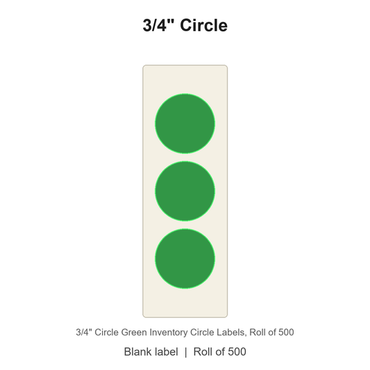 3/4" Circle Green Inventory Circle Labels