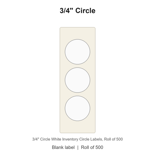 3/4" Circle White Inventory Circle Labels