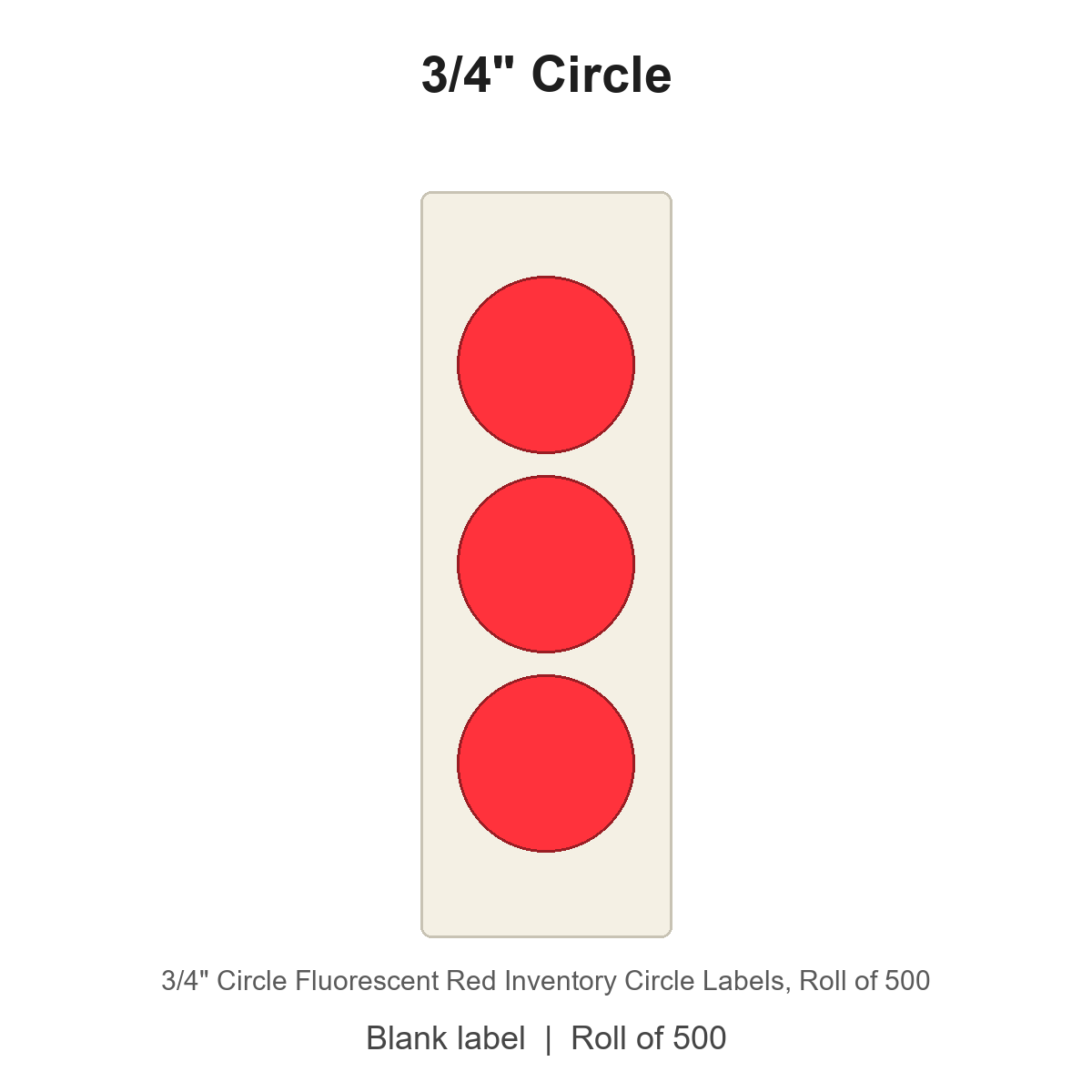 3/4" Circle Fluorescent Red Inventory Circle Labels