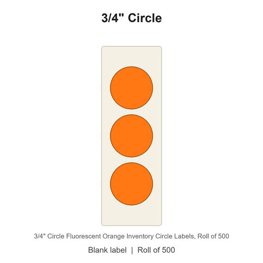 3/4" Circle Fluorescent Orange Inventory Circle Labels