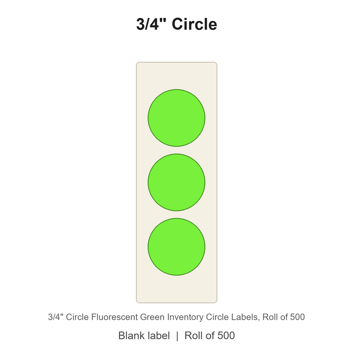 3/4" Circle Fluorescent Green Inventory Circle Labels