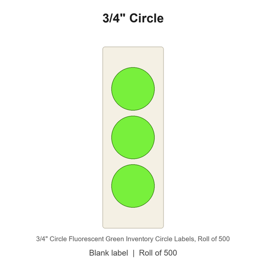 3/4" Circle Fluorescent Green Inventory Circle Labels