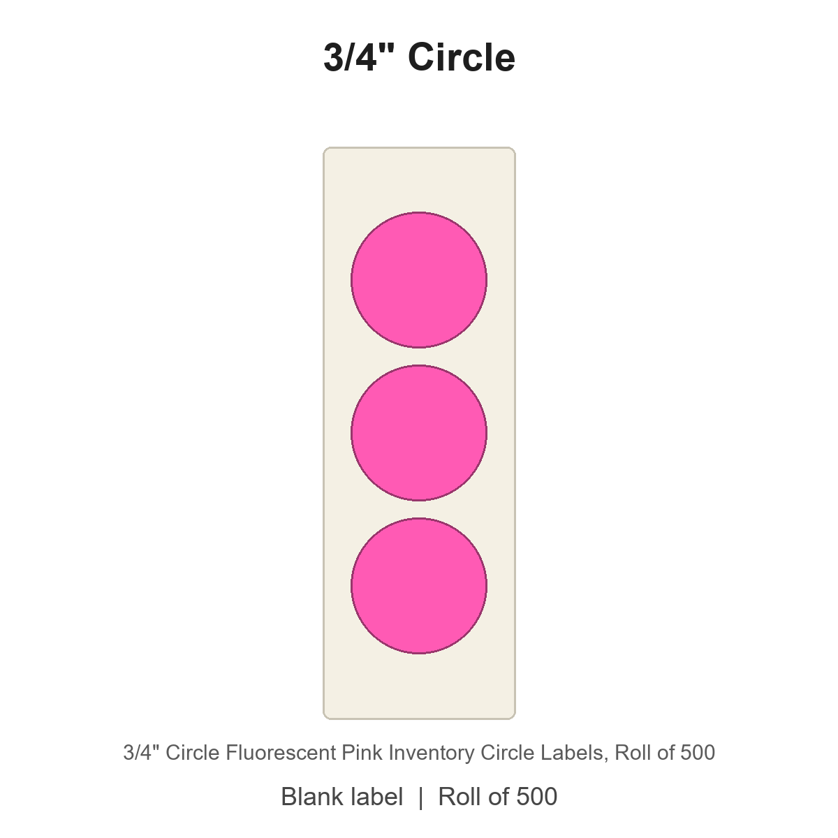 3/4" Circle Fluorescent Pink Inventory Circle Labels