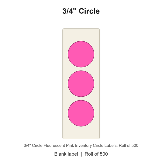 3/4" Circle Fluorescent Pink Inventory Circle Labels