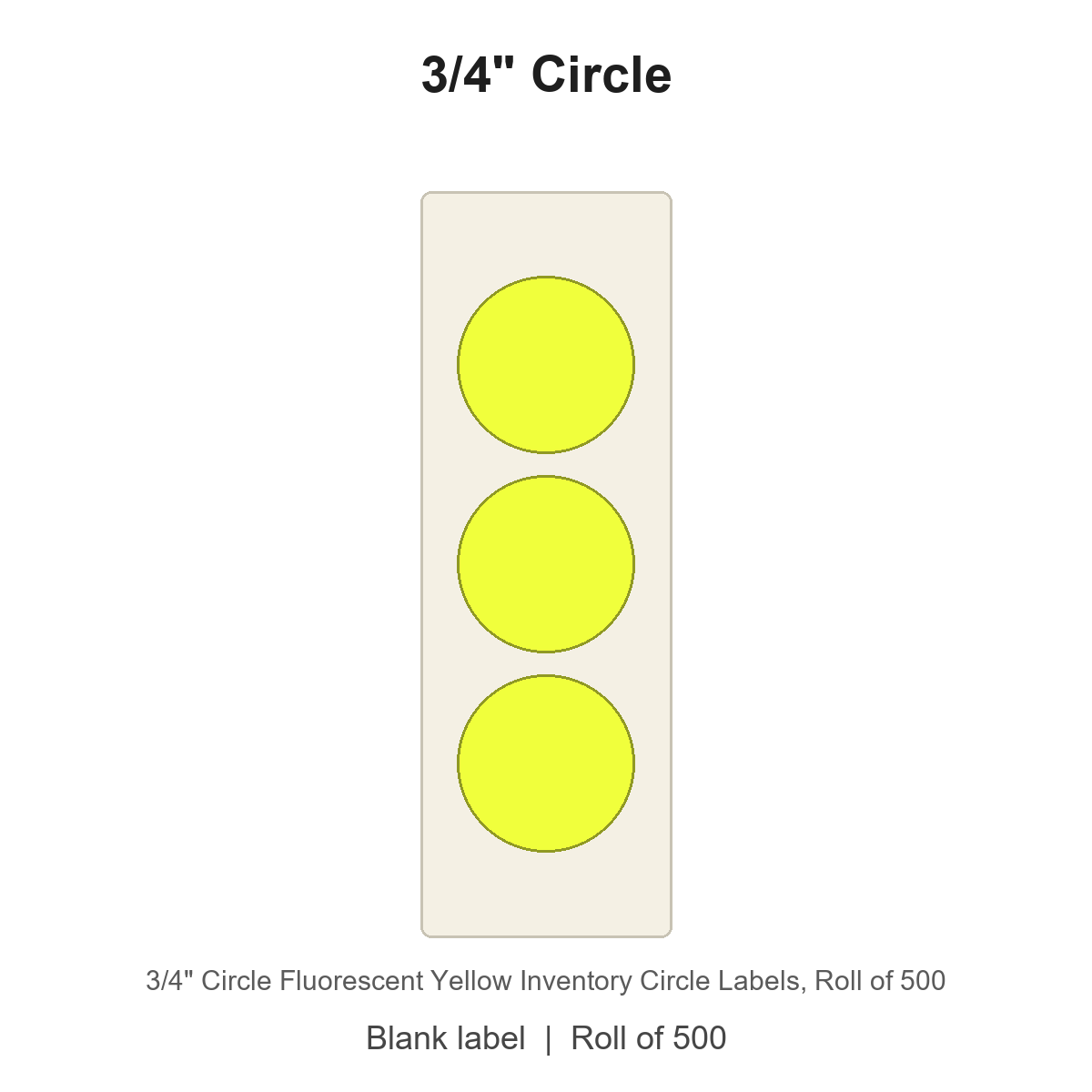 3/4" Circle Fluorescent Yellow Inventory Circle Labels