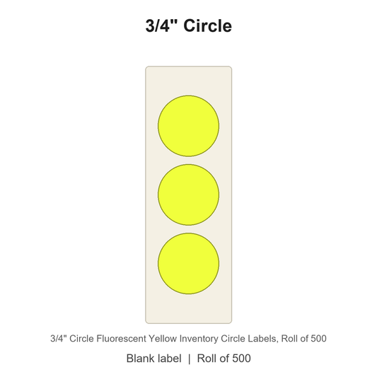 3/4" Circle Fluorescent Yellow Inventory Circle Labels