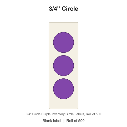 3/4" Circle Purple Inventory Circle Labels