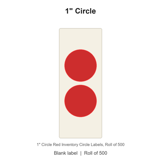 1" Circle Red Inventory Circle Labels