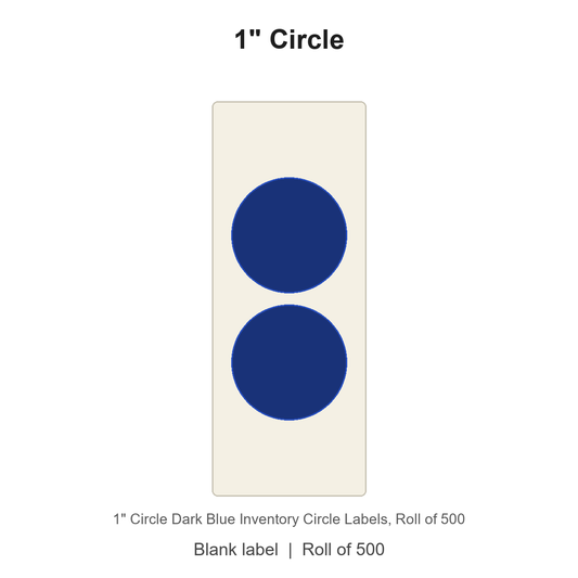 1" Circle Dark Blue Inventory Circle Labels