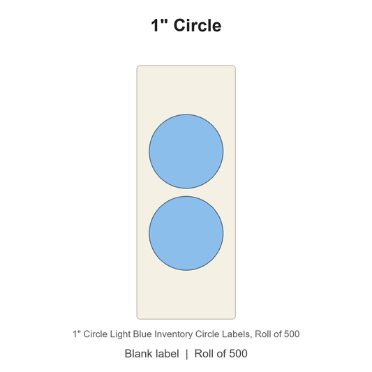 1" Circle Light Blue Inventory Circle Labels