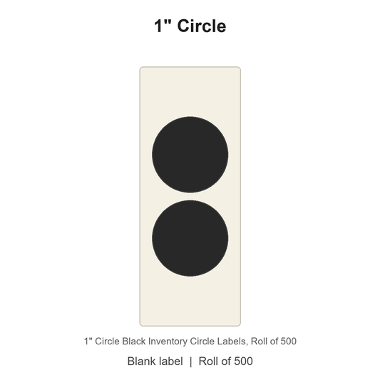 1" Circle Black Inventory Circle Labels