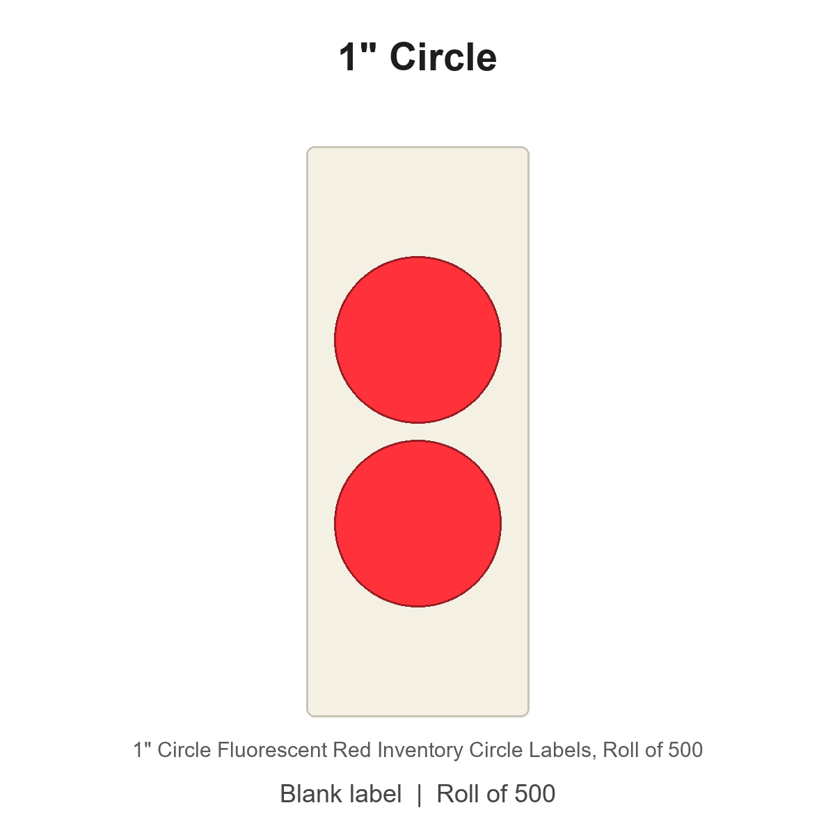 1" Circle Fluorescent Red Inventory Circle Labels