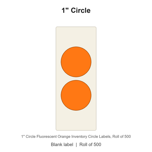 1" Circle Fluorescent Orange Inventory Circle Labels
