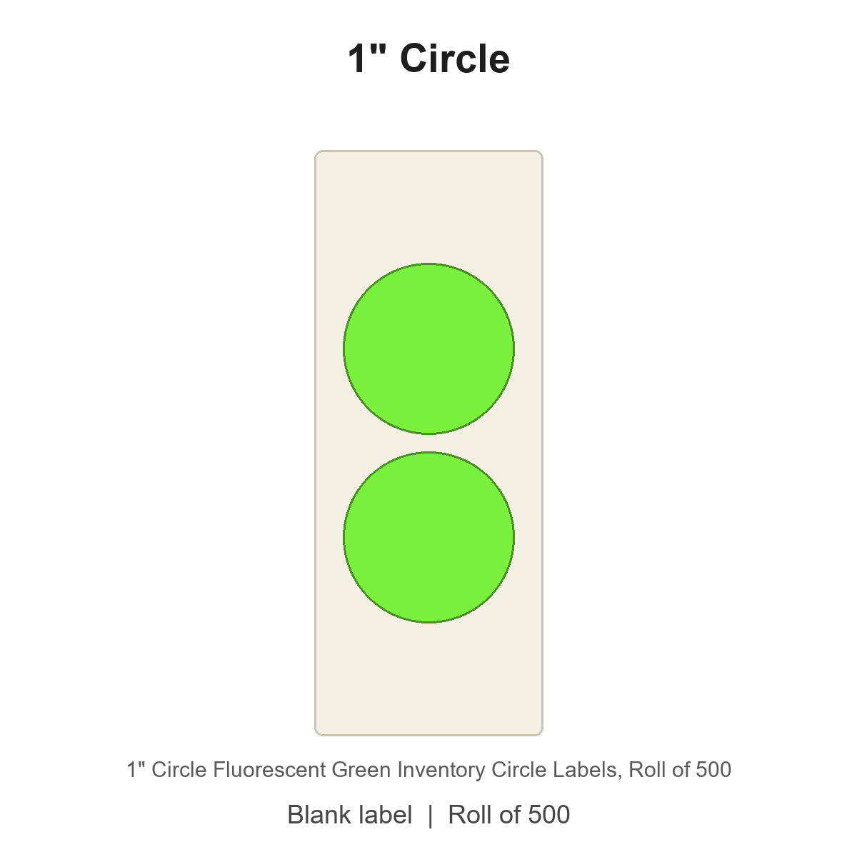 1" Circle Fluorescent Green Inventory Circle Labels