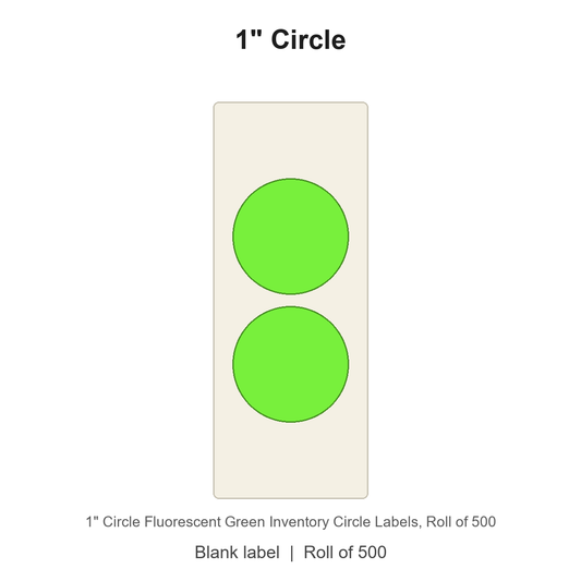 1" Circle Fluorescent Green Inventory Circle Labels