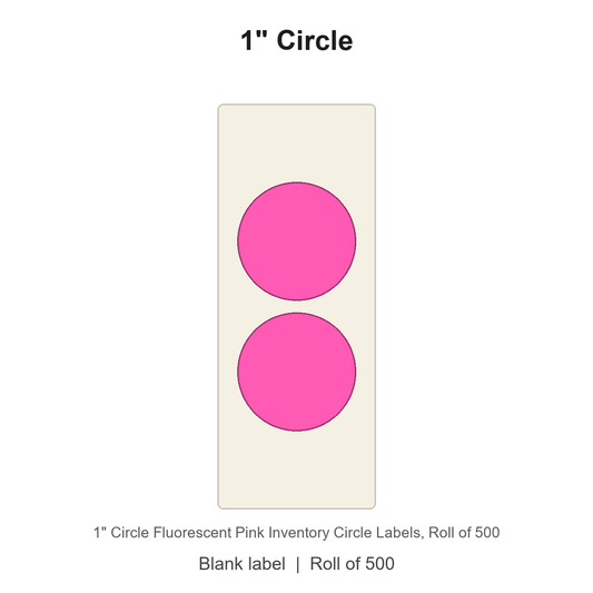 1" Circle Fluorescent Pink Inventory Circle Labels