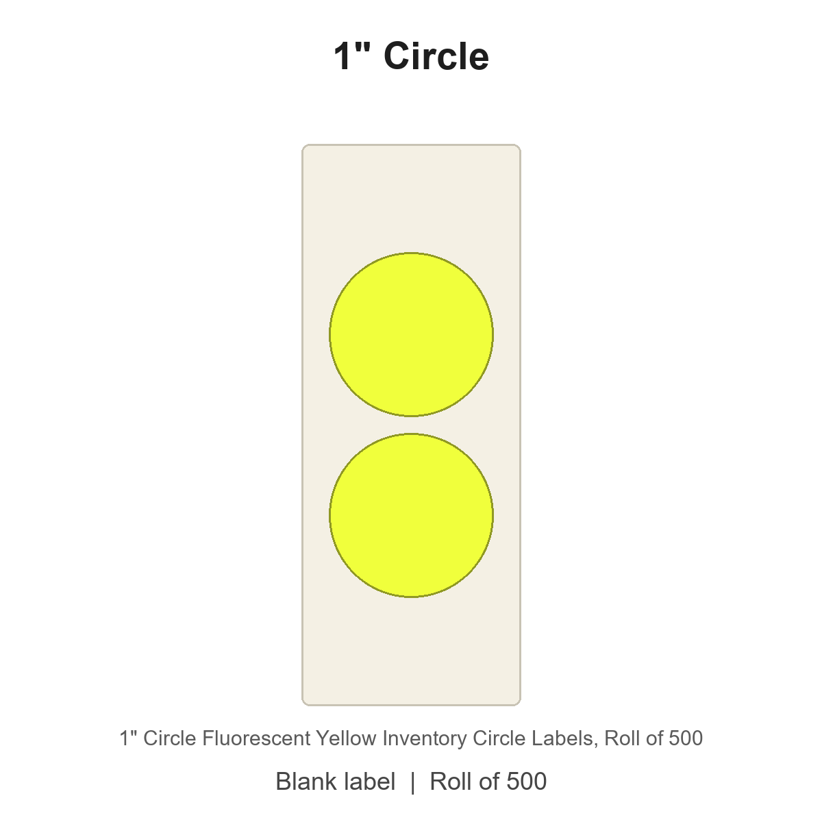1" Circle Fluorescent Yellow Inventory Circle Labels