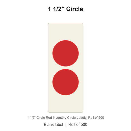 1 1/2" Circle Red Inventory Circle Labels