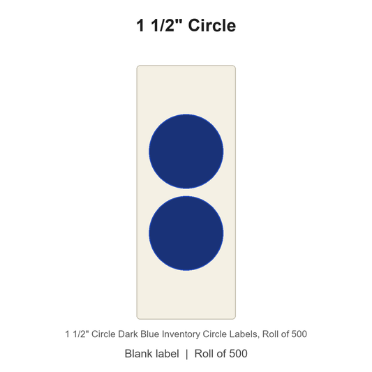 1 1/2" Circle Dark Blue Inventory Circle Labels