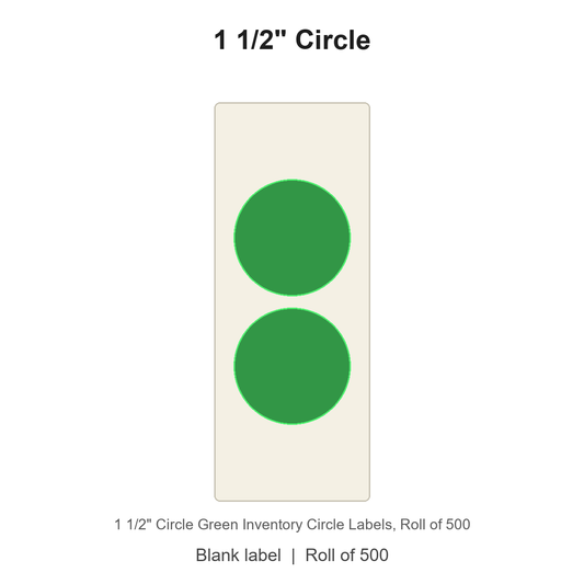 1 1/2" Circle Green Inventory Circle Labels