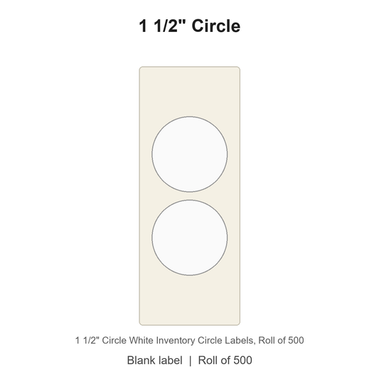 1 1/2" Circle White Inventory Circle Labels
