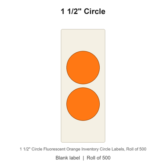 1 1/2" Circle Fluorescent Orange Inventory Circle Labels
