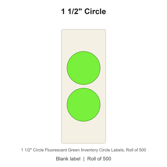 1 1/2" Circle Fluorescent Green Inventory Circle Labels