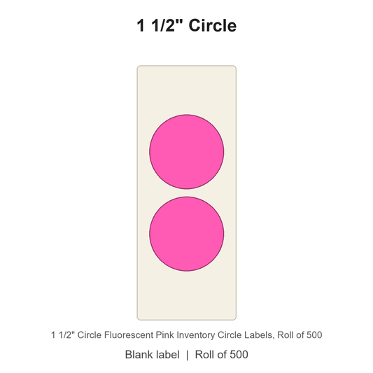 1 1/2" Circle Fluorescent Pink Inventory Circle Labels
