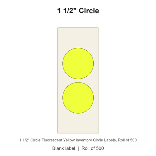 1 1/2" Circle Fluorescent Yellow Inventory Circle Labels