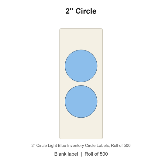 2" Circle Light Blue Inventory Circle Labels