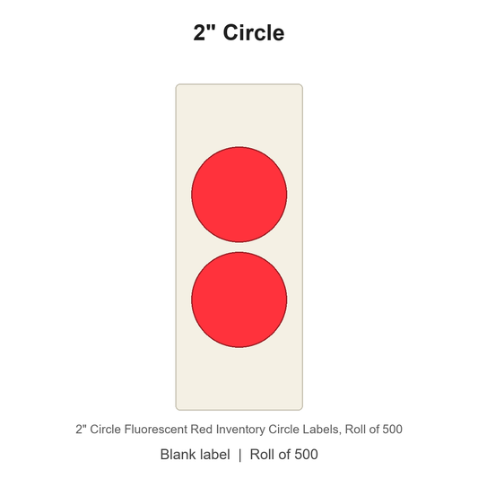 2" Circle Fluorescent Red Inventory Circle Labels