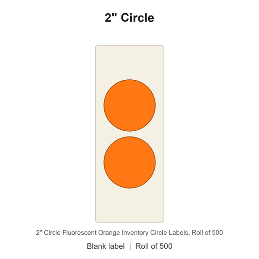 2" Circle Fluorescent Orange Inventory Circle Labels