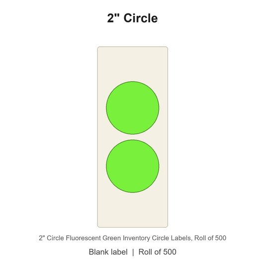 2" Circle Fluorescent Green Inventory Circle Labels