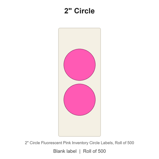 2" Circle Fluorescent Pink Inventory Circle Labels